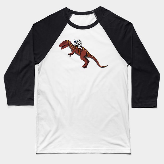 Spaceman ridding a T Rex Baseball T-Shirt by oscargml